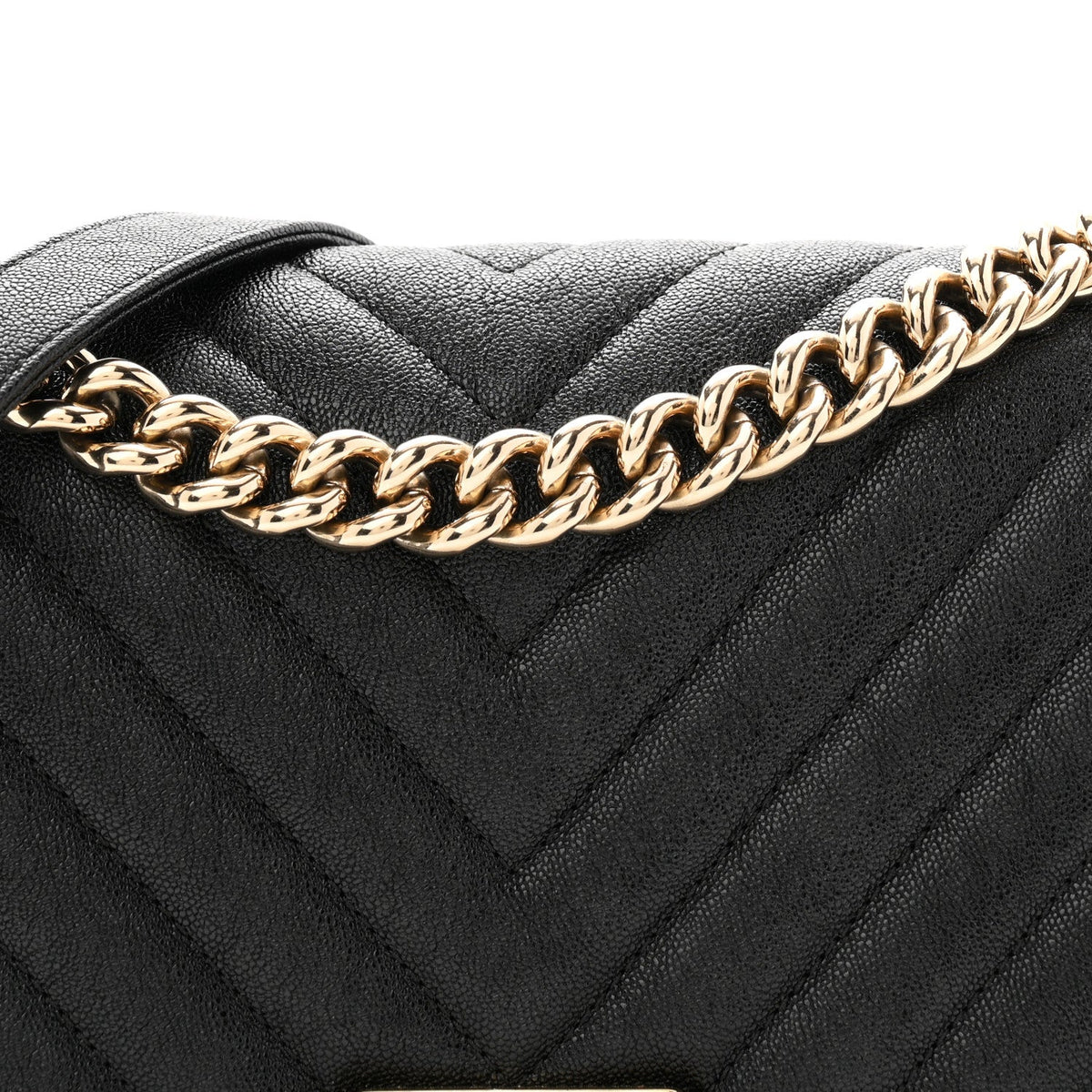 Medium Quilted Caviar Flap Shoulder Bag - Black