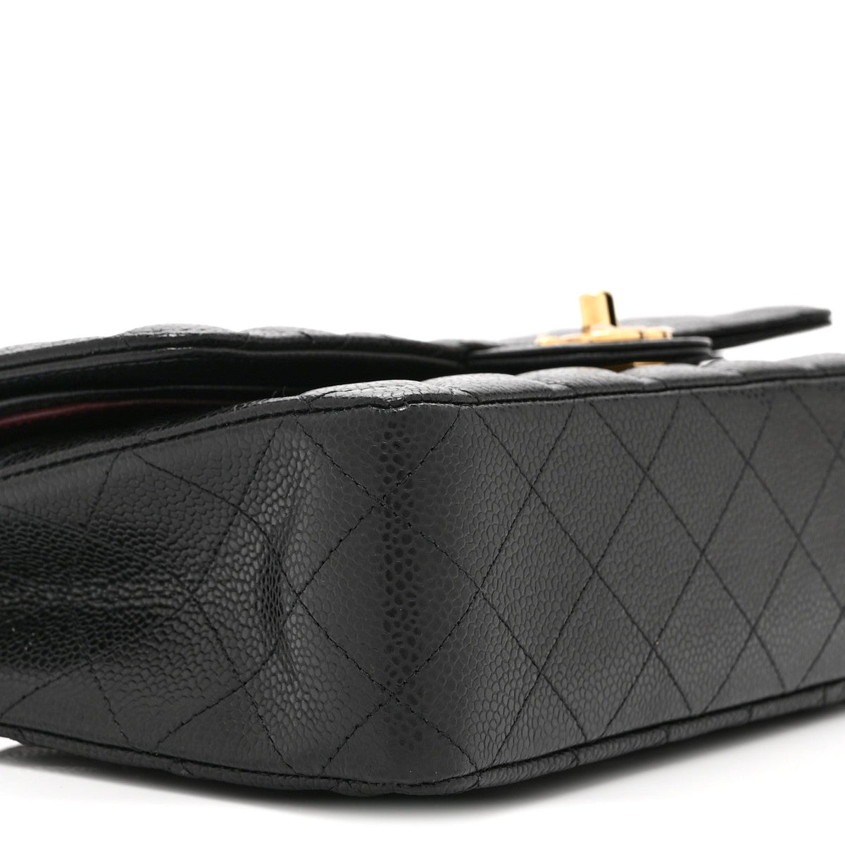 Medium Quilted Caviar Flap Shoulder Bag - Black