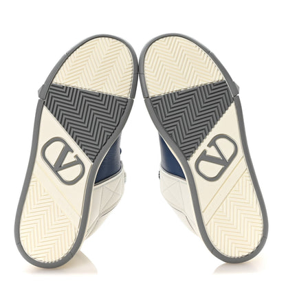 Valentino Garavani Calfskin Men's Open Skate Sneakers 40 White Blue