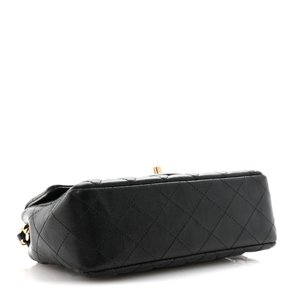 Mini Quilted Lambskin Flap Shoulder Bag - Tan