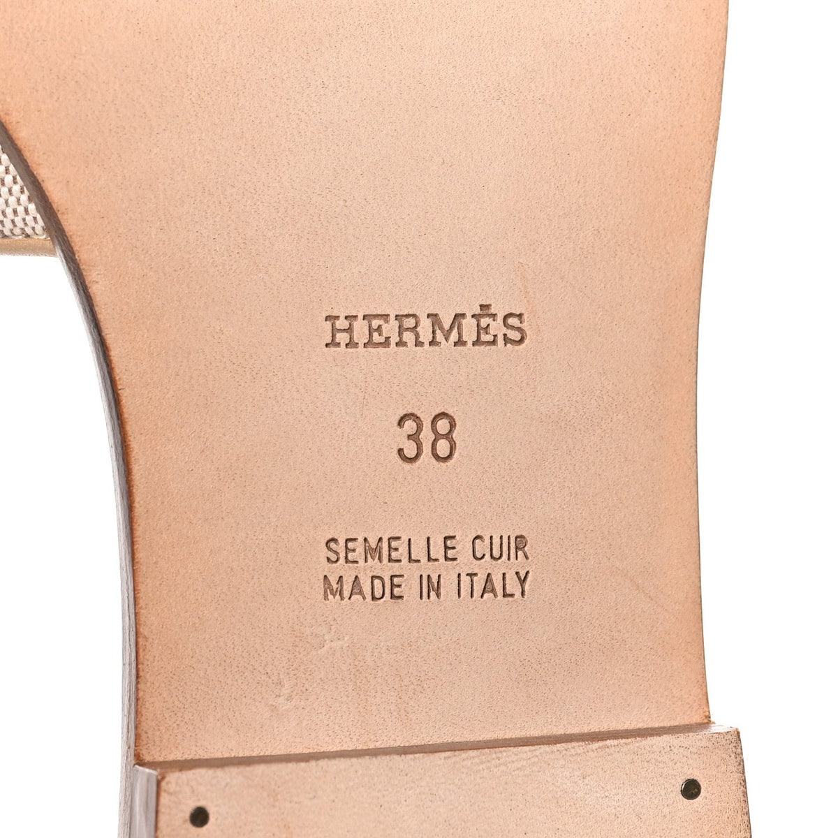 Hermes Linen Canvas Women's Oran Sandals 38 Beige