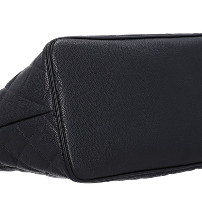 Quilted Caviar Tote Bag - Black