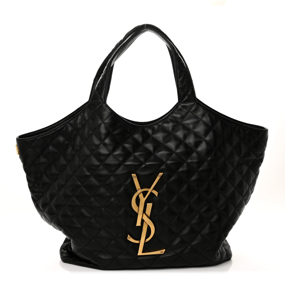 Maxi Quilted Lambskin Tote Bag - Black
