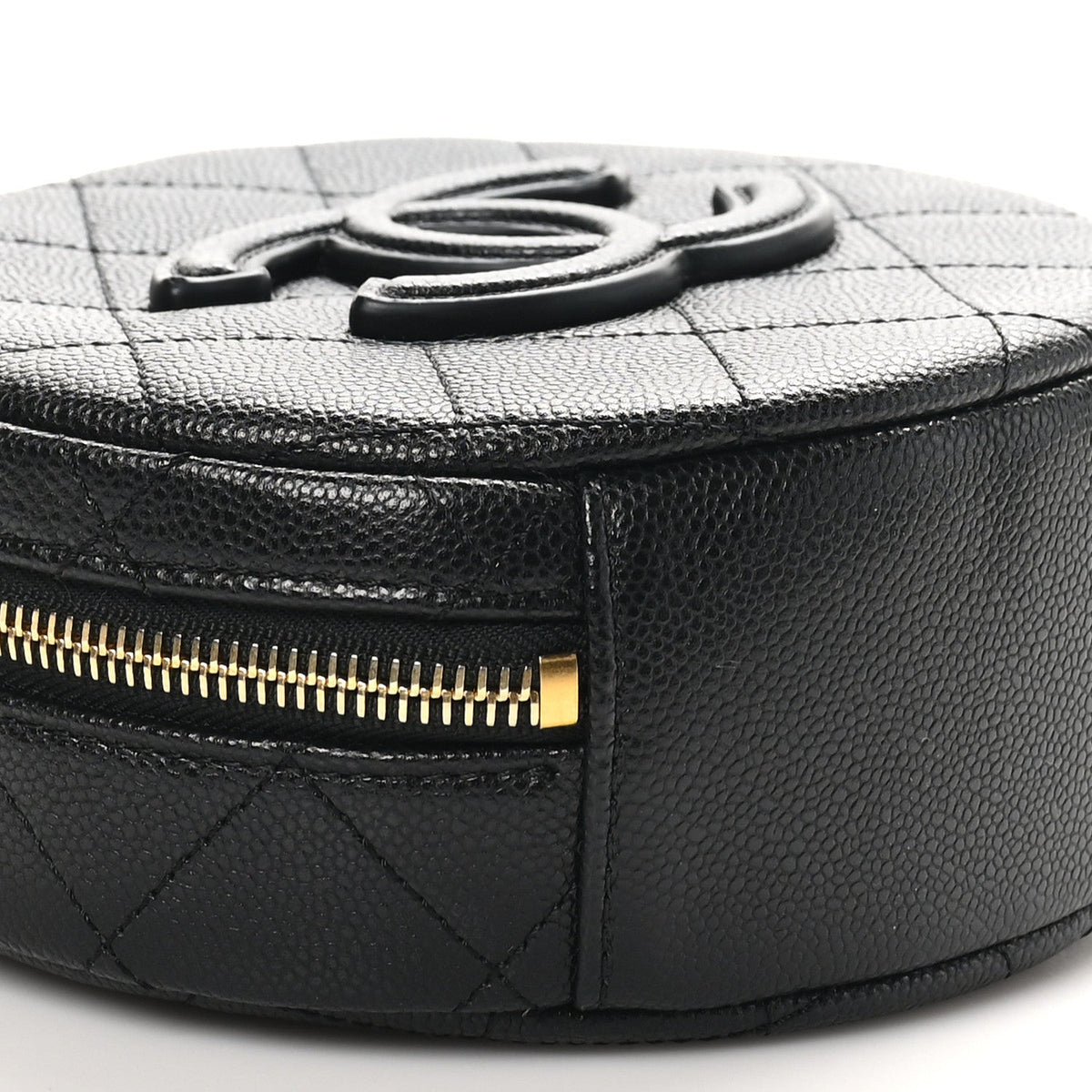 Small Quilted Caviar Handbag - Black