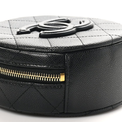 Small Quilted Caviar Handbag - Black