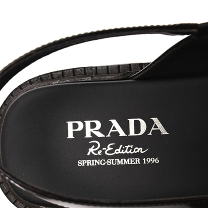 Prada Spazzolato Fume Re-Edition 1996 Women's Buckle Sandals 41 Bruciato