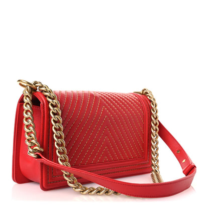 Medium Lambskin Flap Shoulder Bag - Red
