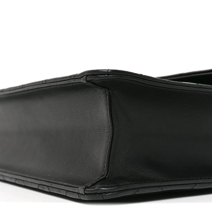Quilted Lambskin Satchel Bag - Black