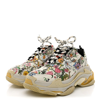 Balenciaga Fabric Women's Flora Triple S Sneakers Multicolor White
