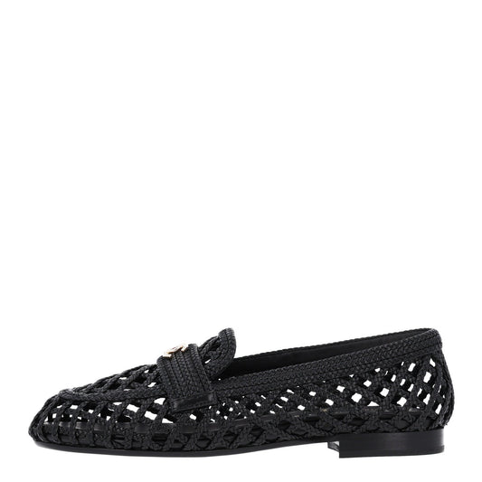 Braided Lambskin CC Mocassin Loafers Black