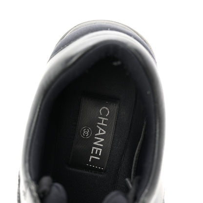 Chanel Lambskin Fabric Women's CC Uniform Sneakers 39 Black