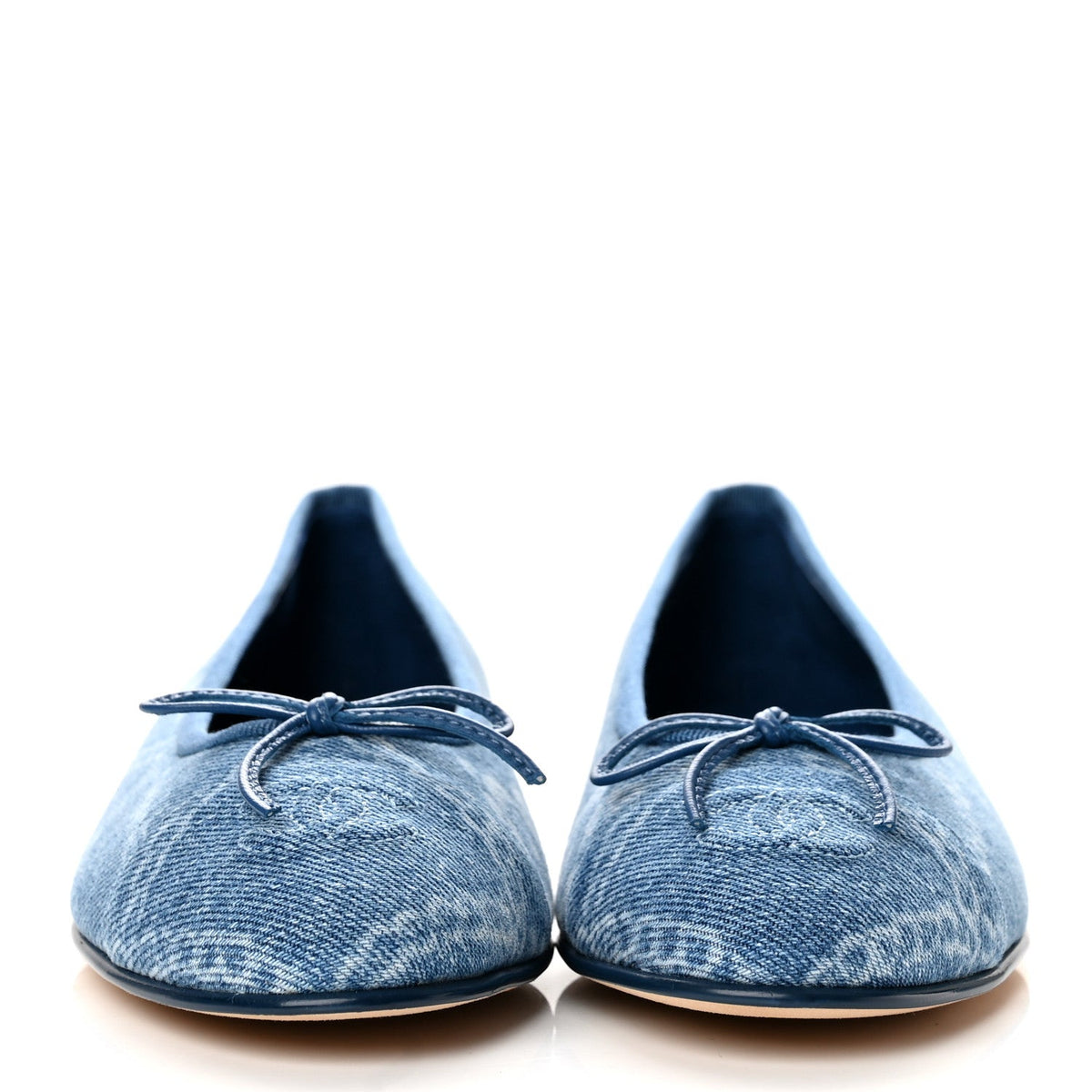 Chanel Denim Printed Cap Toe Women's Ballerina Flats