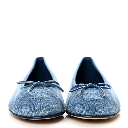 Chanel Denim Printed Cap Toe Women's Ballerina Flats