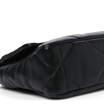 Medium Quilted Lambskin Flap Shoulder Bag - Black