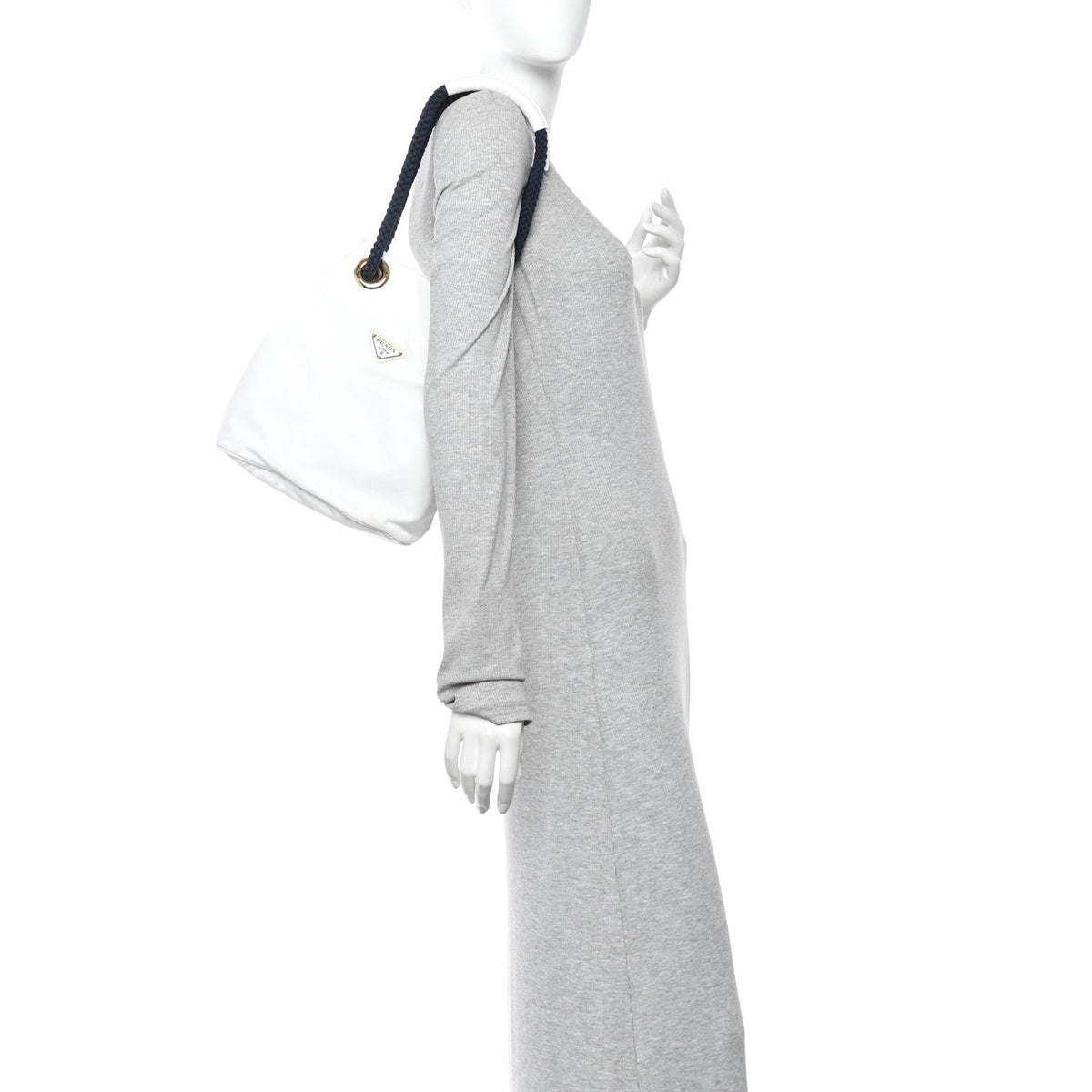 Small Nylon Bucket Bag - White