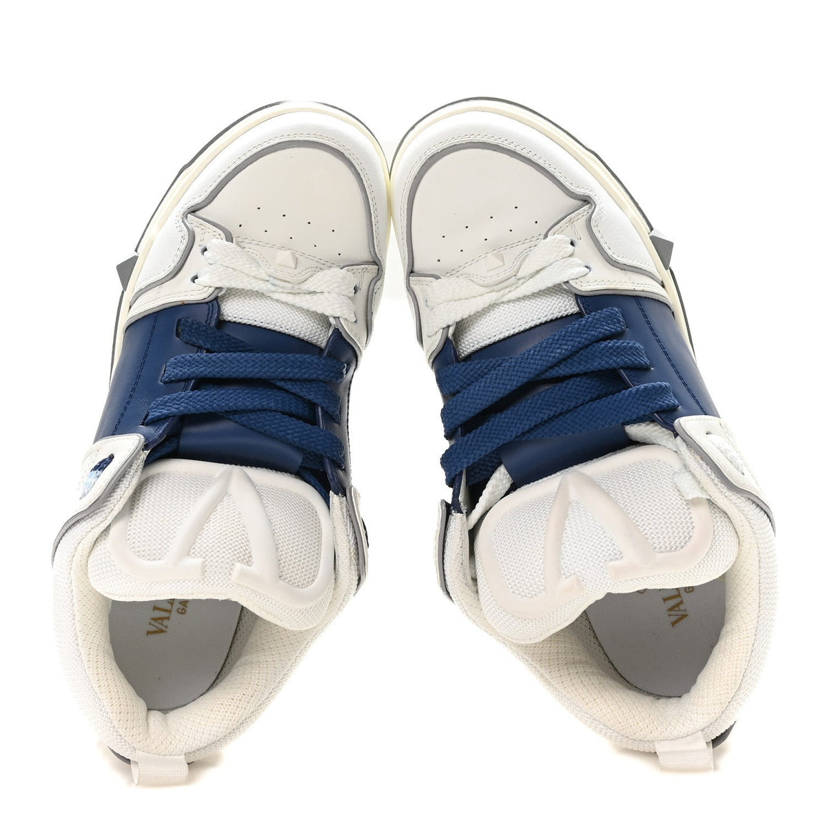 Valentino Garavani Calfskin Men's Open Skate Sneakers 40 White Blue