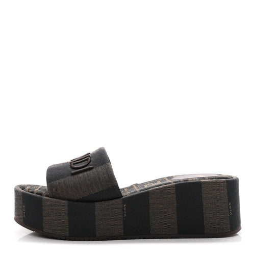 Fendijacquard Ff Sunshine Flatform Slide Sandals Tabacco Black