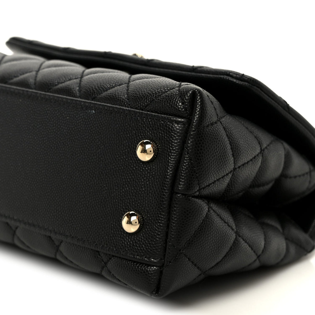 Mini Quilted Caviar Flap Shoulder Bag - Black