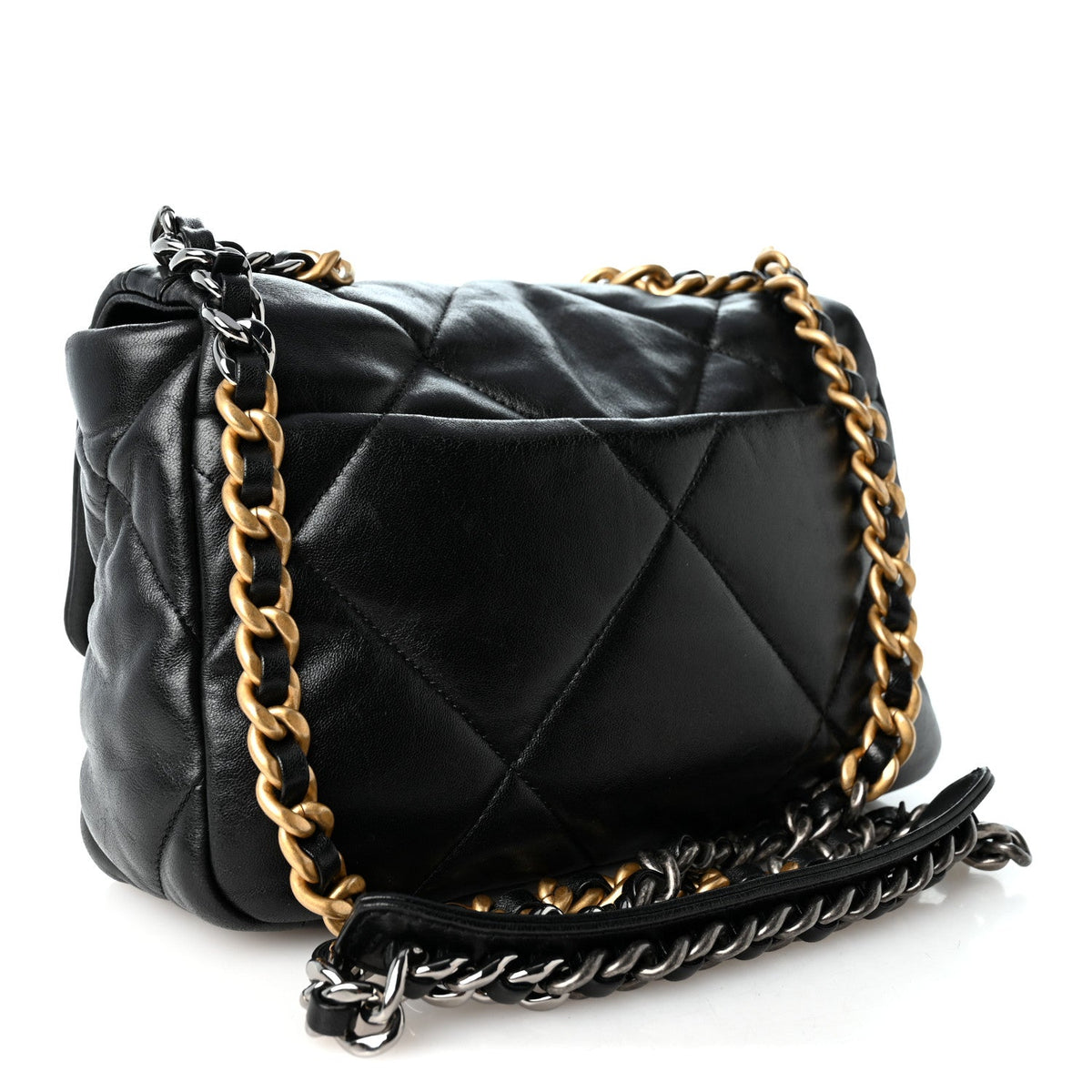 Medium Quilted Lambskin Flap Shoulder Bag - Black