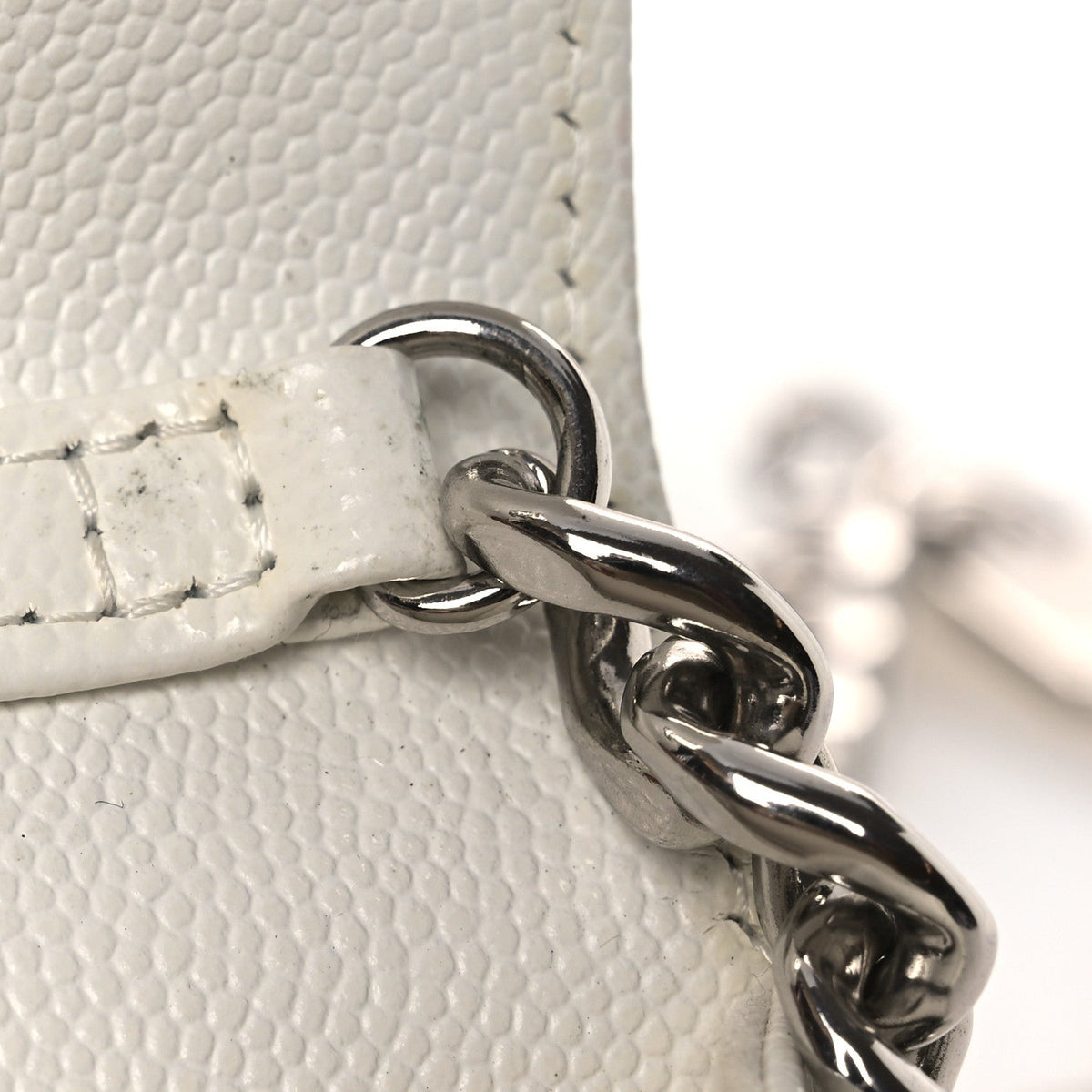 Quilted Caviar Clutch Bag - White