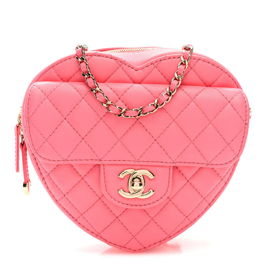 Quilted Lambskin Handbag - Pink