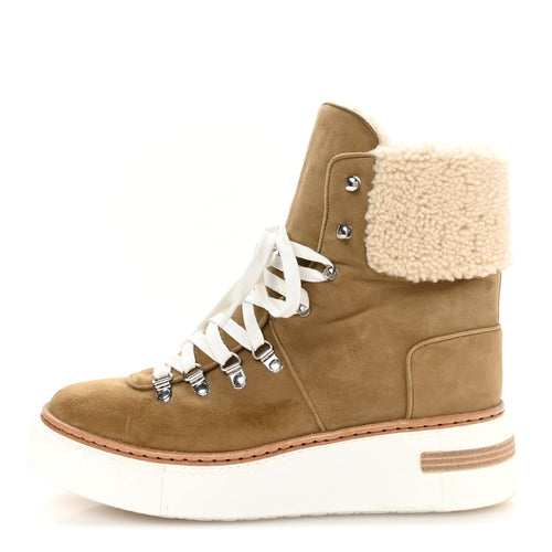 Chevre Velours Woolskin Flocon Ankle Boots Beige Gobi Ecru