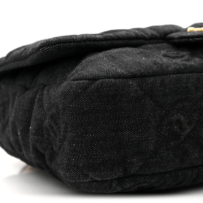 Medium Quilted Flap Shoulder Bag - Black
