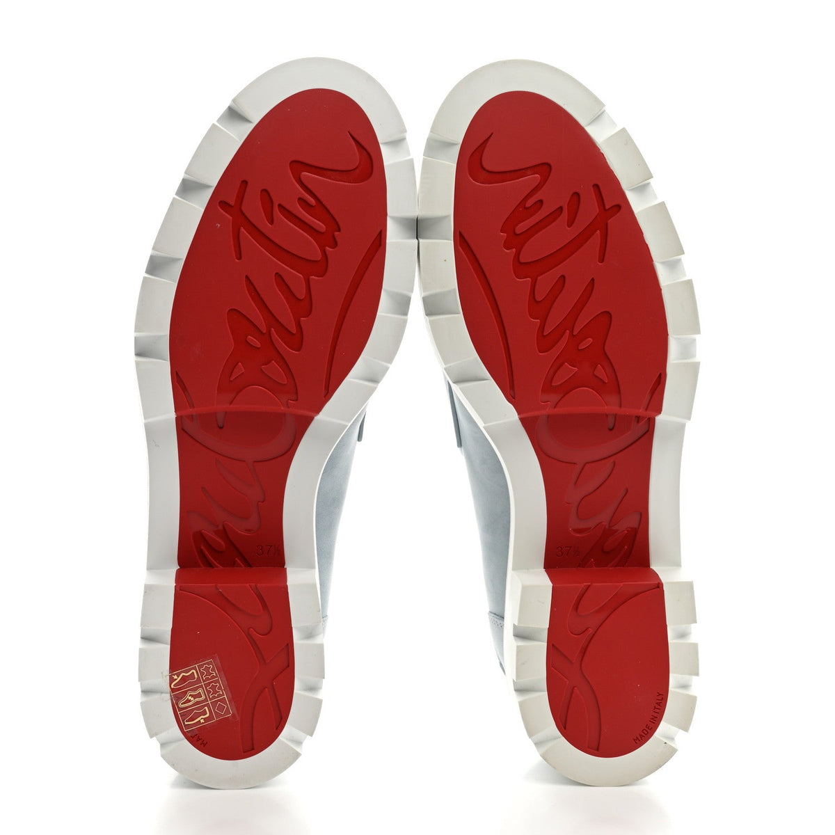 Christian Louboutin Nubuck Women's CL Moc Lug Flat Loafers 37.5 Mineral