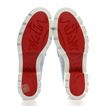Christian Louboutin Nubuck Women's CL Moc Lug Flat Loafers 37.5 Mineral