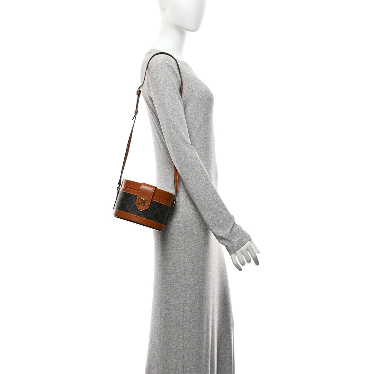 Medium Calfskin Canvas Handbag - Tan