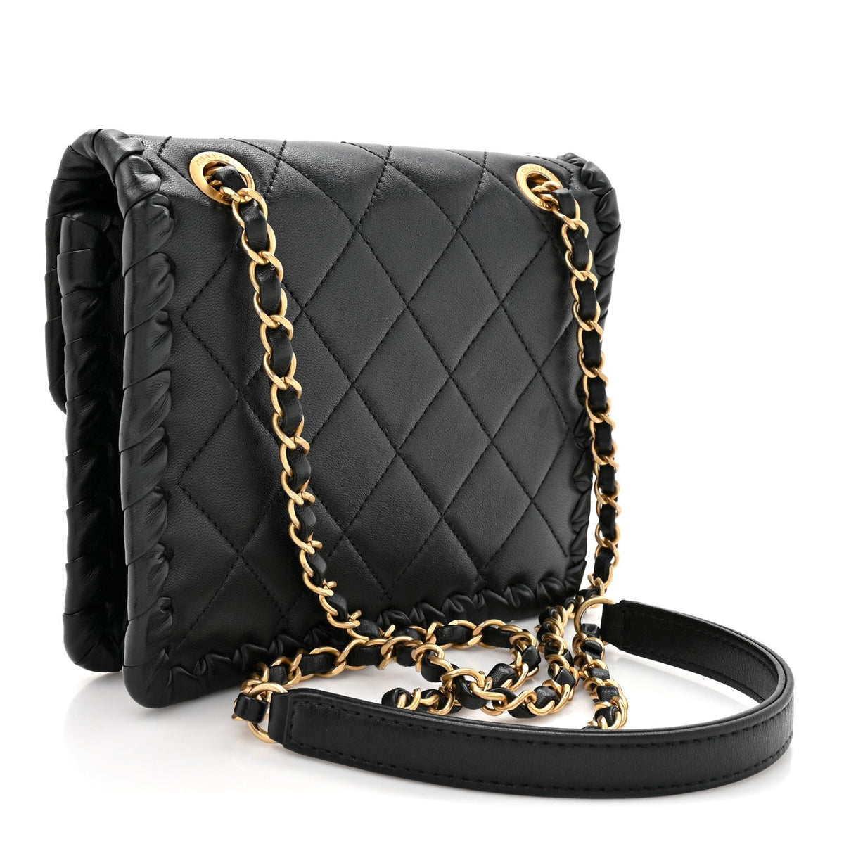 Mini Calfskin Flap Shoulder Bag - Black
