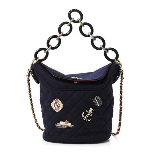 Quilted Lambskin Bucket Bag - Dark Navy