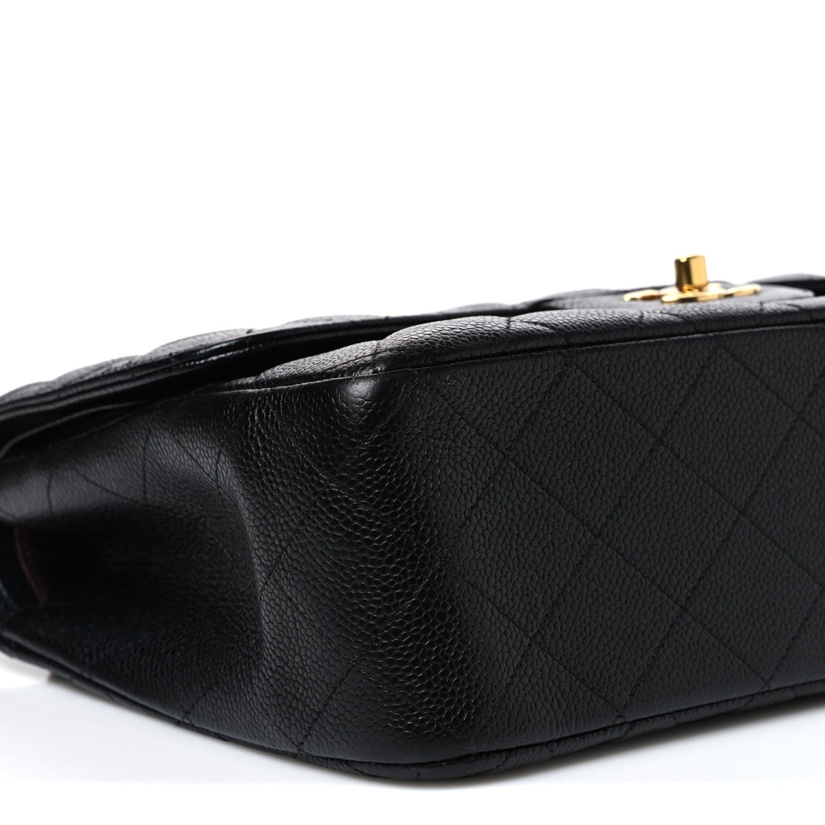 Quilted Caviar Flap Shoulder Bag - Black