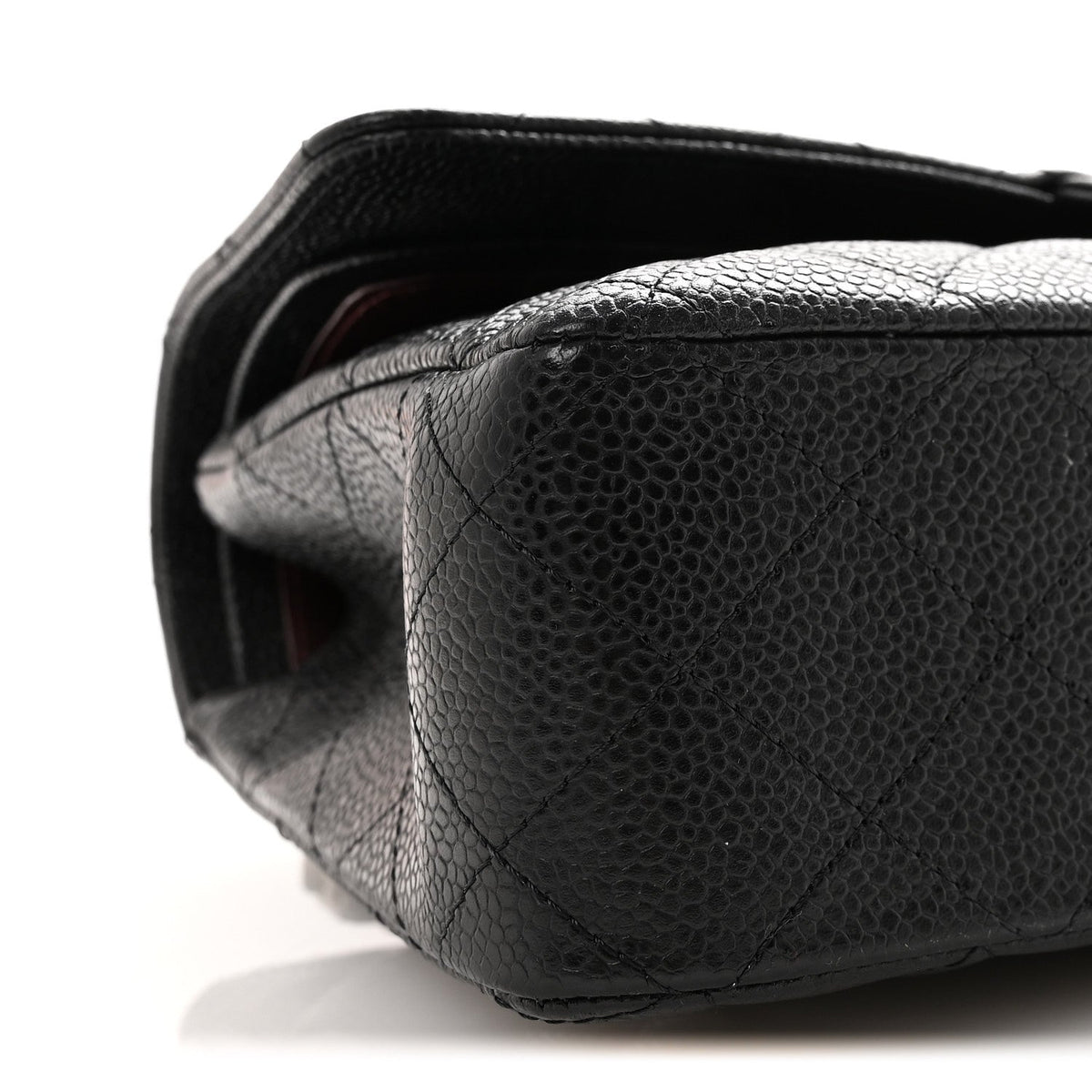 Medium Quilted Caviar Flap Shoulder Bag - Black