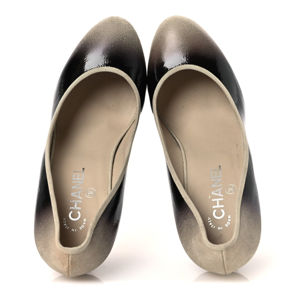 Chanel Patent Ombre Women's Pumps 40 Beige Black