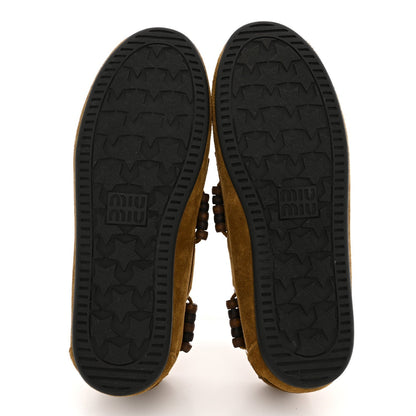 Miu Miu Suede Women's Tassel Loafers 36 Olive Green
