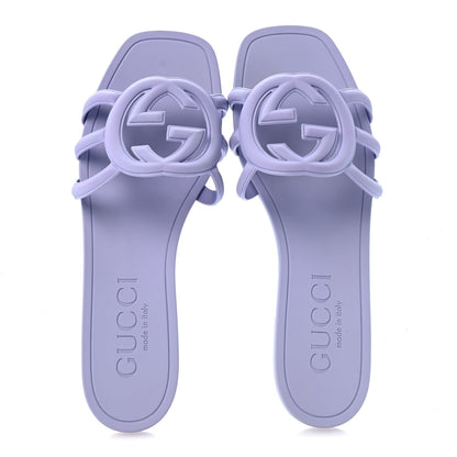 Gucci Rubber Women's Interlocking G Slide Sandals 40 Roger Glicine