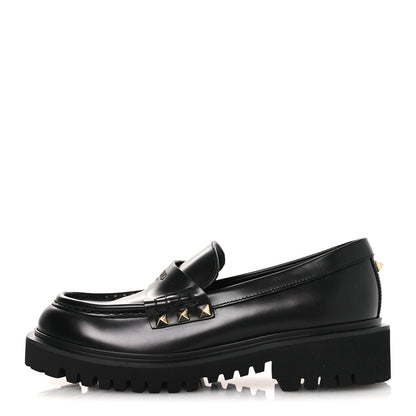 Valentino Garavani Calfskin Women's Rockstud Loafers 35 Black
