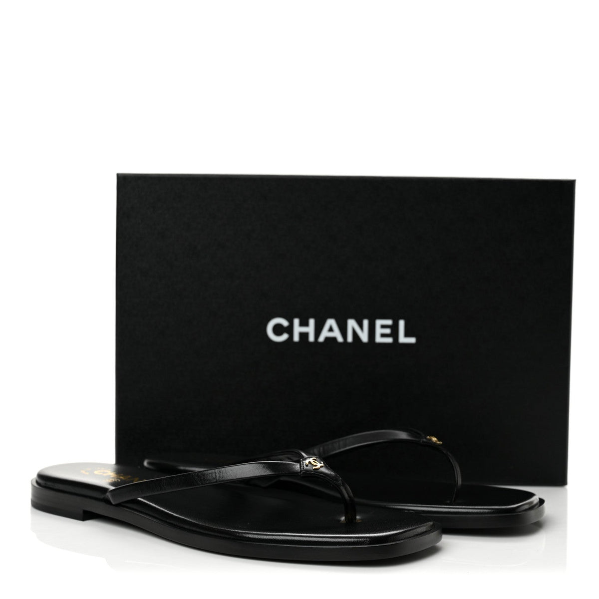 Chanel Goatskin CC Times Square Women's Thong Sandals