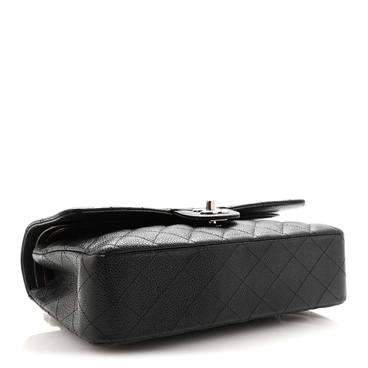 Medium Quilted Caviar Flap Shoulder Bag - Black