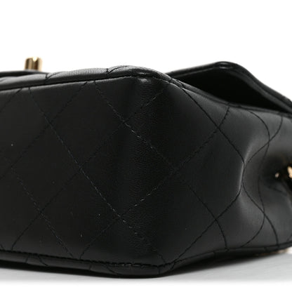 Mini Quilted Lambskin Flap Shoulder Bag - Tan