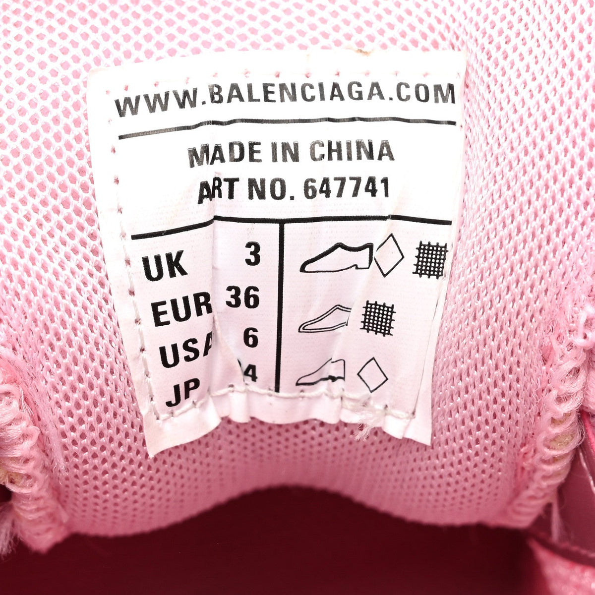 Balenciaga Fabric Mesh Women's Clear Sole Triple S Sneakers 36 Pink