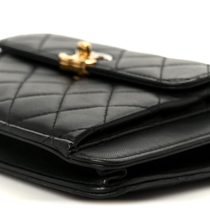 Quilted Lambskin Clutch Bag - Black