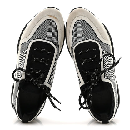 Hermes Knit Goatskin Men's Addict Sneakers 41 Black White