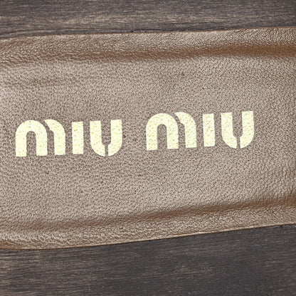 Miu Miu Suede Women's Logo Slide Clogs 37 Cannella