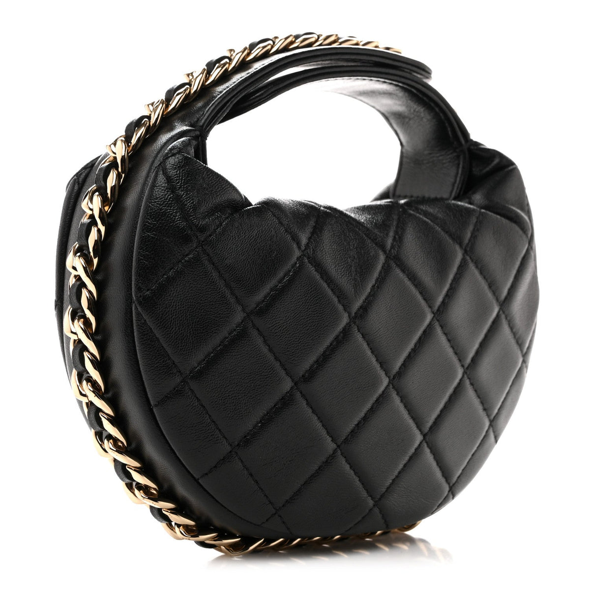 Quilted Lambskin Hobo Bag - Black