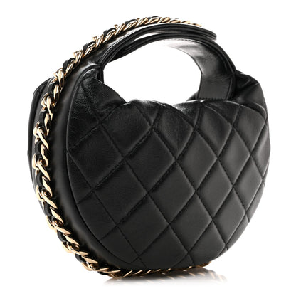 Quilted Lambskin Hobo Bag - Black