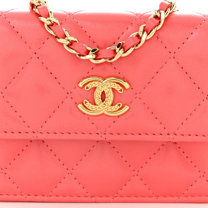 Quilted Lambskin Handbag - Pink