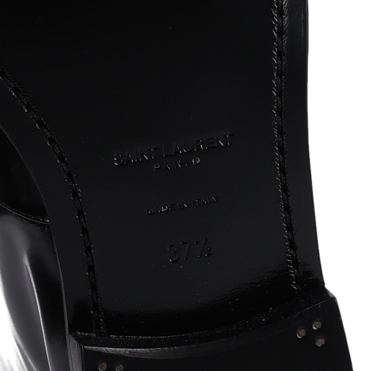 Saint Laurent Vitello Calfskin Women's Ruinart Hunt 25 Boots 37.5 Black