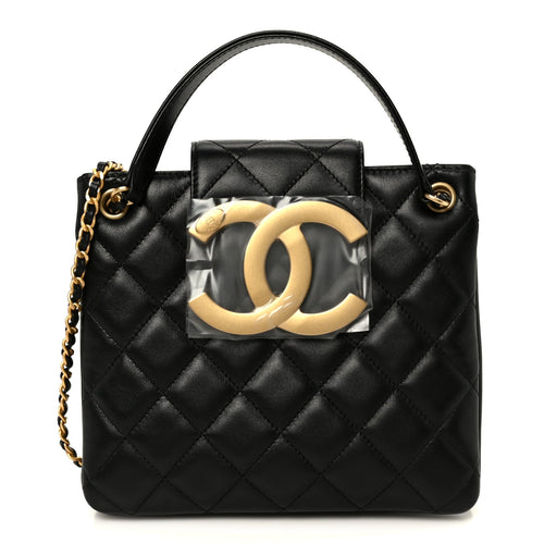 Quilted Lambskin Shoulder Bag - Black